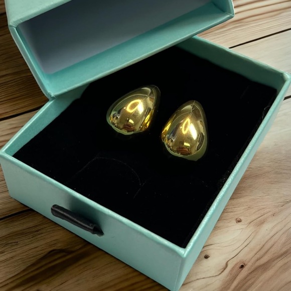 NEW Stud Drop Earrings Waterdrop Gold Plated Hypoallergenic - Picture 3 of 5